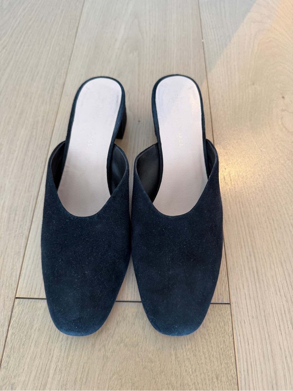 Loeffler Randall Black Suede Slip-On Block Heel Mules